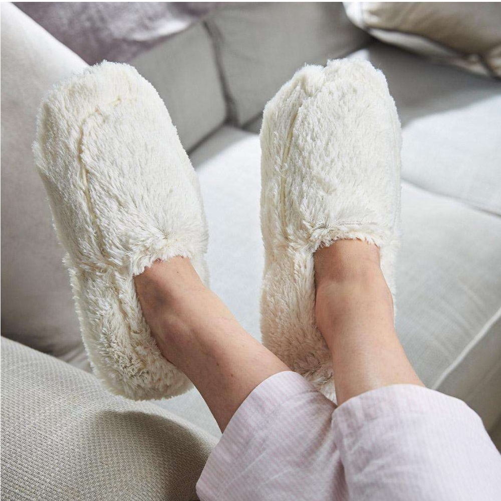 Warmies flufff cream slippers